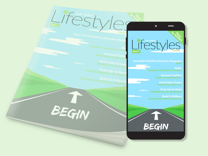 A stack of HAYDEN Lifestyles magazines, a smartphone with the magazine cover is also shown